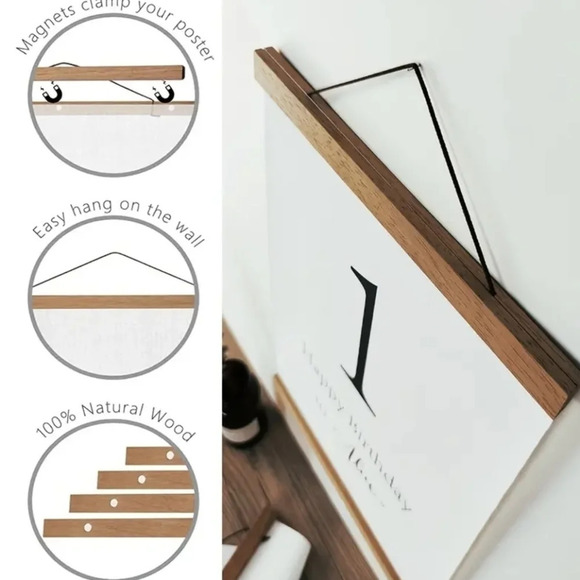 8" Magnetic hanging poster frame, teak color - Picture 4 of 4